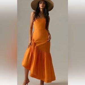 Anthropologie Let Me Be Asymmentrical strapless dress